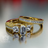 1.18ct Emerald Cut Gold Bridal Set - 03US10